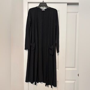 LulaRoe long black light sweater cardigan with front pockets